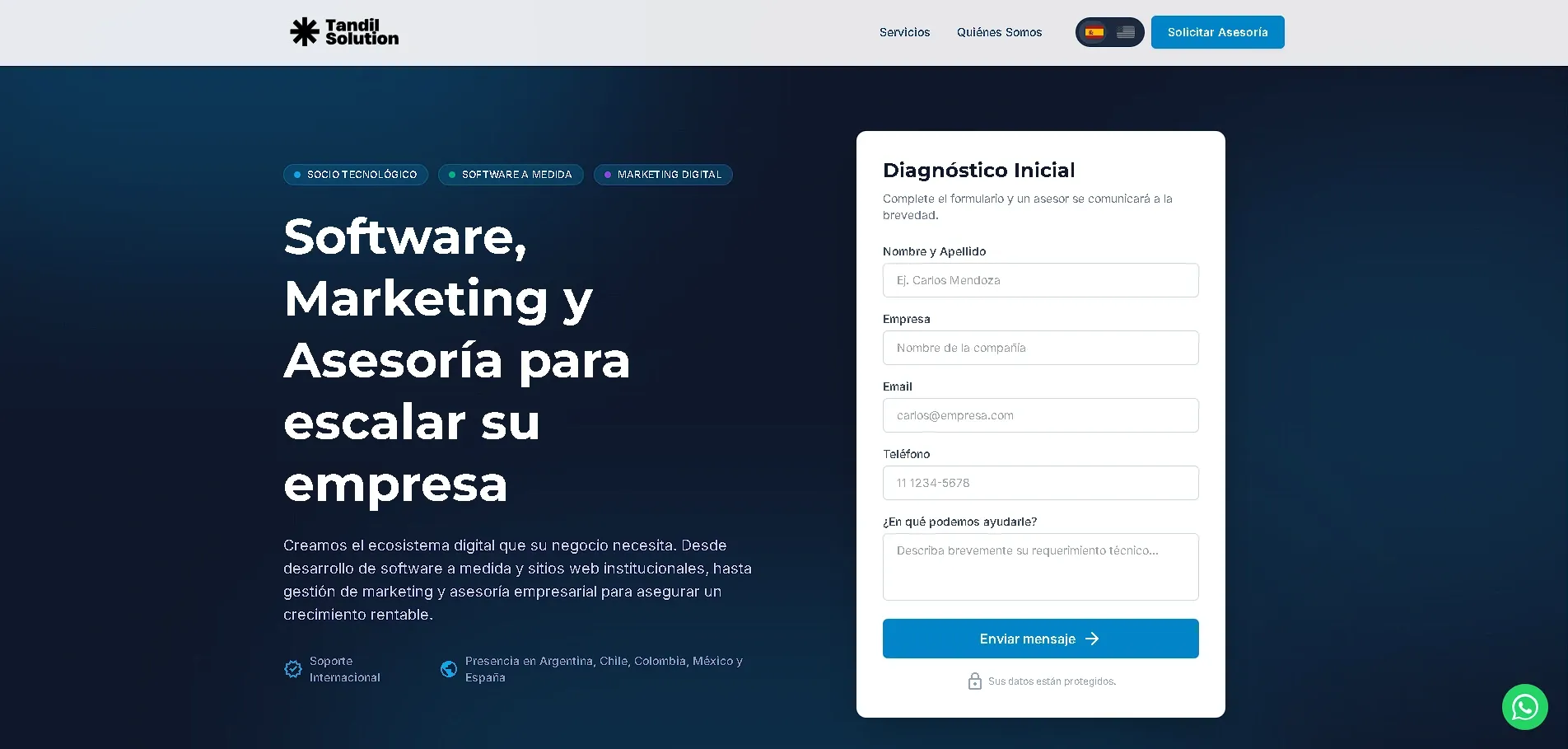 Landing Page de Tandil Solution